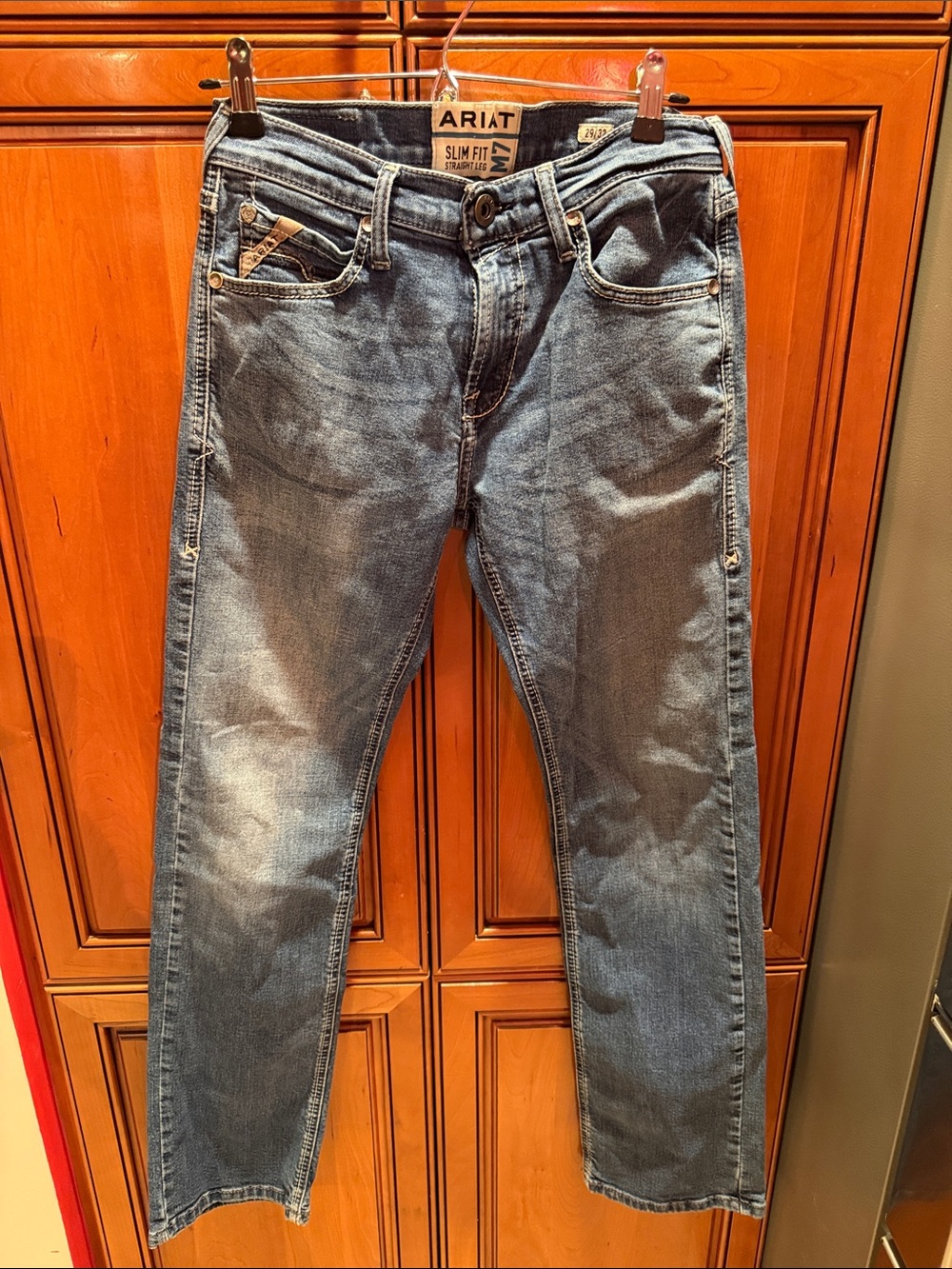 Ariat Men's Slim Fit Faded Blue Denim Jeans